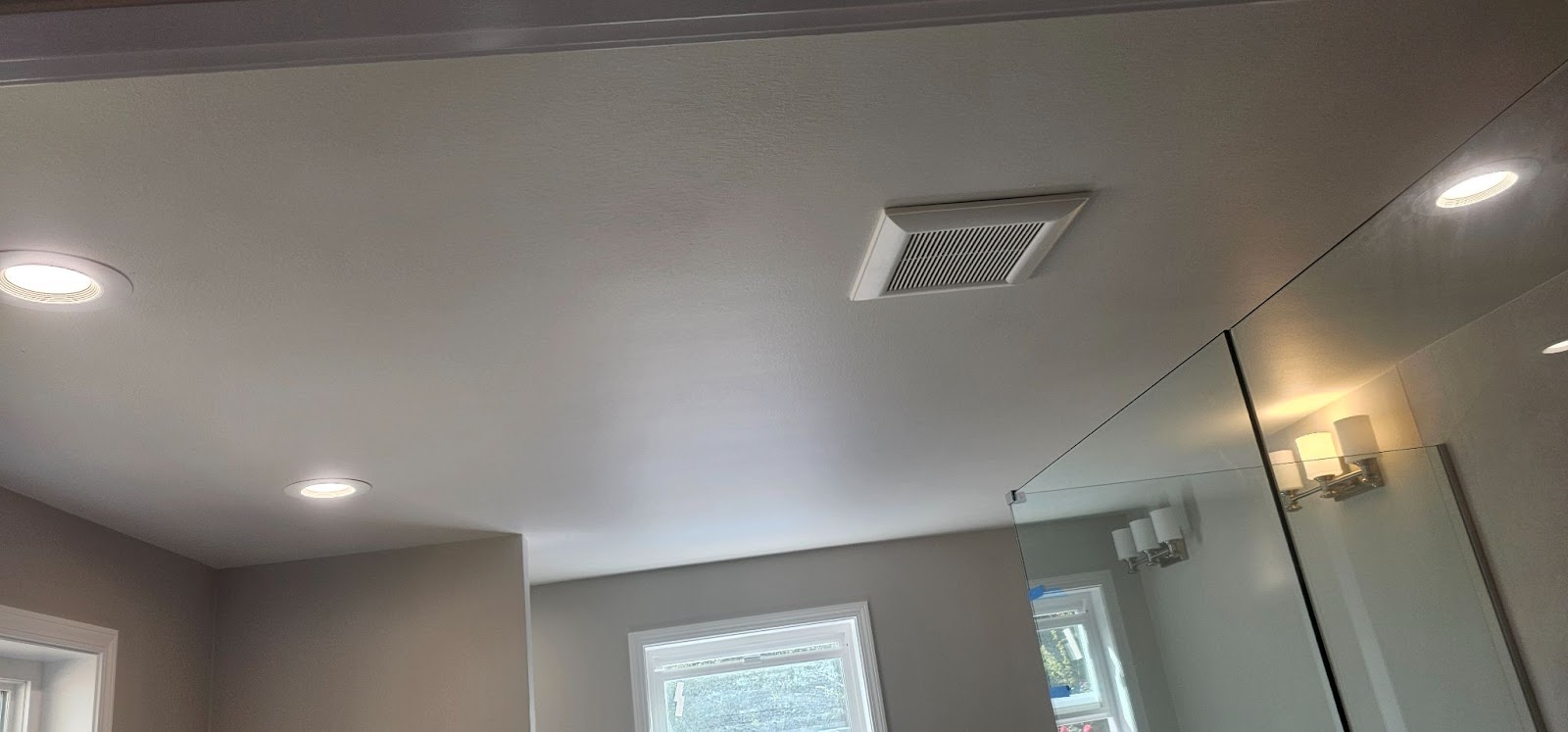 Bathroom remodel electrical: new bath exhaust fan, recessed lights and vanity lighting in Vancouver, WA